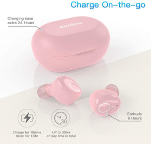 Kurdene Wireless Earbuds,Bluetooth Earbuds with Charging Case(S8-Rose Pink)