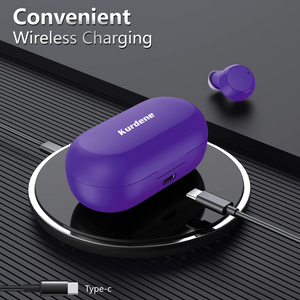 kurdene Wireless Earbuds with Wireless Charging case(V8-Purple)