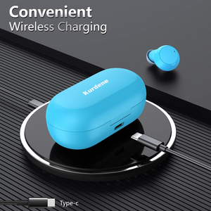 kurdene Wireless Earbuds with Wireless Charging case(V8-Wathet)