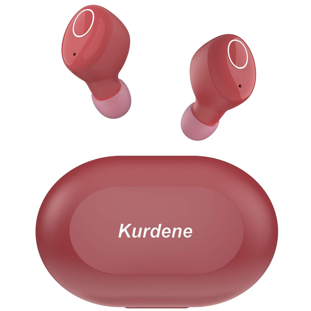 Kurdene Bluetooth Wireless Earbuds,Bluetooth Headphones with Charging Case(S8-Burgundy)