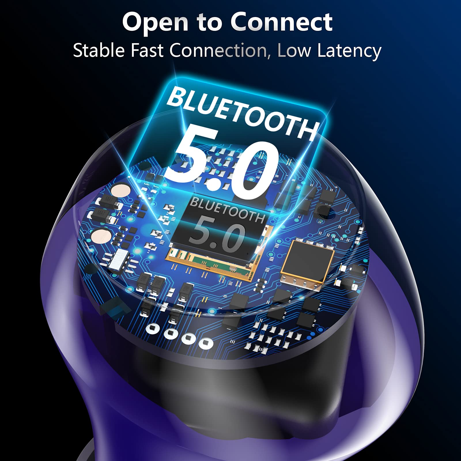 kurdene Wireless Earbuds with Wireless Charging case V8 Purple