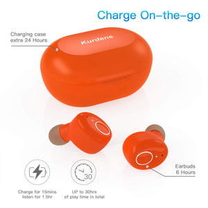 Kurdene Bluetooth Wireless Earbuds,Bluetooth Headphones with Charging Case(S8-Orange)